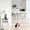 36 Inch Folding Wooden Freestanding Pet Gate Dog Gate with 360Â° Flexible Hinge