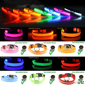 LED Adjustable Dog Collar Blinking Flashing Light Up Glow Pets Safety Waterproof (Color: Green, size: XS)