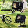 2-in-1 Bike Trailer & Push Cart for Pets - Detachable Bike Hitch & Push Handle Included - All-Terrain Wheels, Quick Release Wheel, Non-Slip Floor