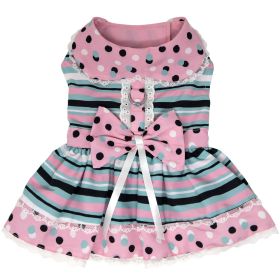 Dots &amp; Stripes Harness Dress (Color: Pink & Teal, size: X-Large)