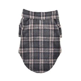 Flannel Dog Shirt (Color: Dark Gray and Pink Plaid, size: 2X-Large)