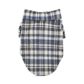 Flannel Dog Shirt (Color: Gray and Blue Plaid, size: large)