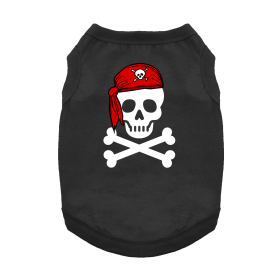 Pirate Skull with Red Bandana Dog Shirt (Color: Jet Black, size: 3X-Large)