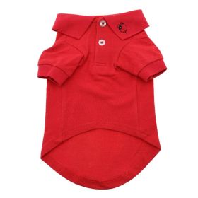 Solid Dog Polo (Color: Flame Scarlet Red, size: X-Large)