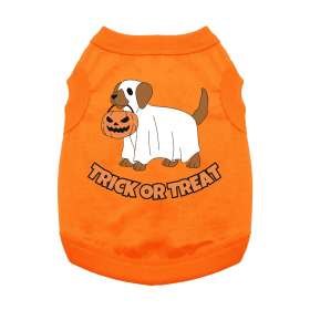 Trick or Treat Pup Dog Shirt (Color: Sunset Orange, size: X-Large)