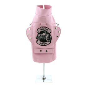 Biker Dawg Motorcycle Dog Jacket (Color: Pink, size: large)