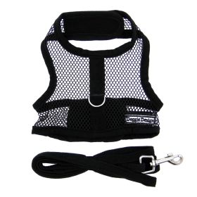 Cool Mesh Dog Harness with Leash (Color: Solid Black, size: small)