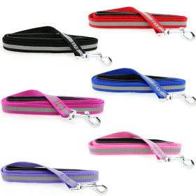 Reflective Nylon Leash with Soft Grip Handle 3/4 in. Wide x 5 ft. Long (Color: Black, size: 5ft)