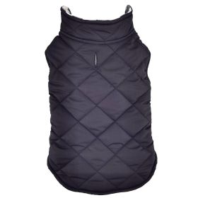 Reversible Fleece Lined Puffer Dog Coat (Color: Black and White Plaid, size: small)