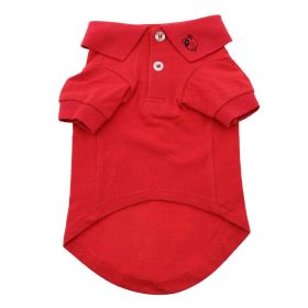Solid Dog Polo (Color: Flame Scarlet Red, size: small)