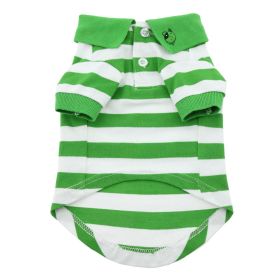 Striped Dog Polo (Color: Greenery and White, size: X-Small)